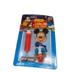 Vintage Mickey Mouse donald Light-Up Fun Face Flashlight No. 6011 NEW